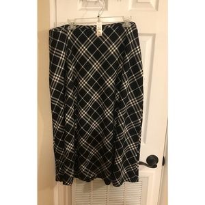 Talbot Black White Plaid Wool Skirt NWT 18w